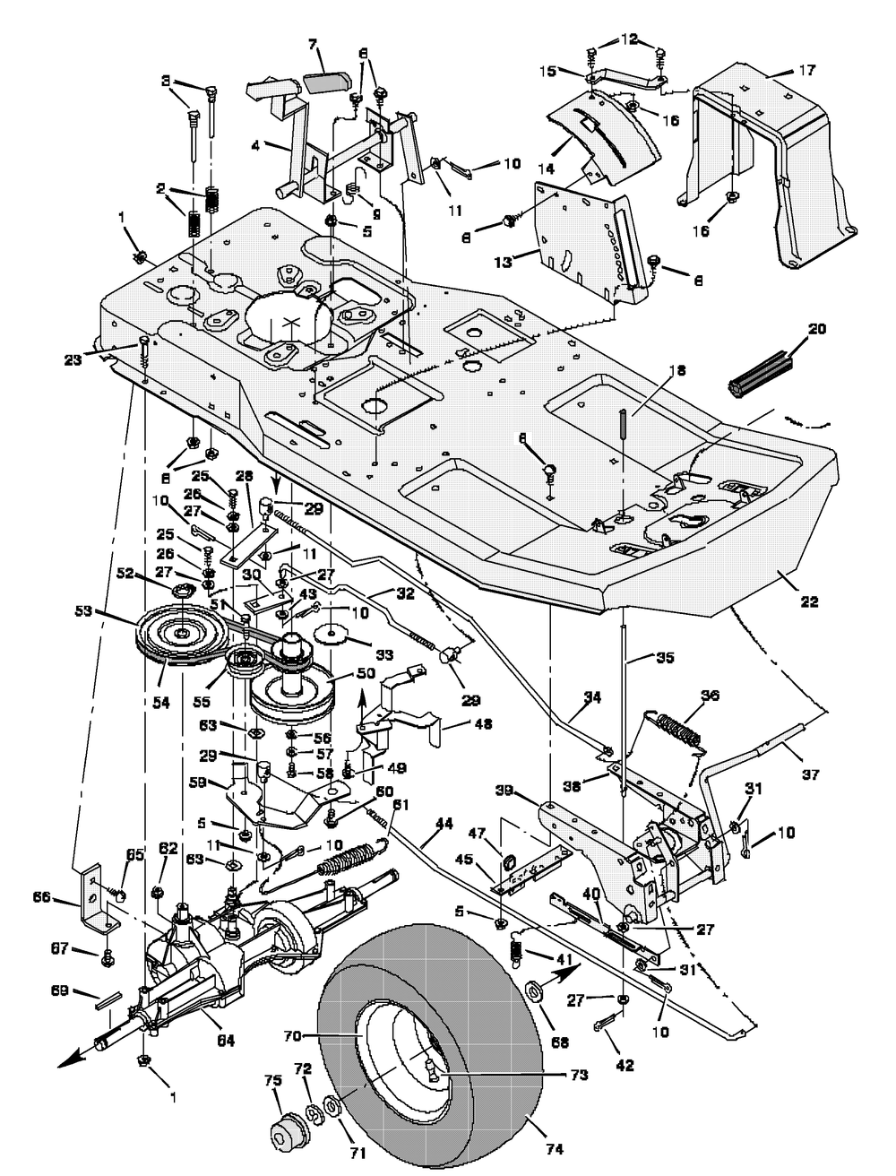 Motion Drive Diagram and Parts List for 30565A  Briggs and Stratton Lawn Tractor